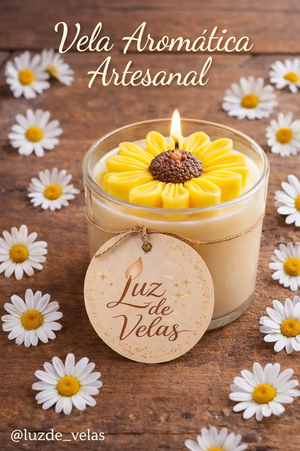 Vela aromática  Margarida - Essência baunilha 120 gr.